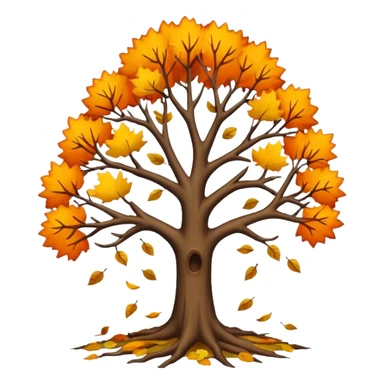 Creepy bare fall tree with leaves falling down sticker