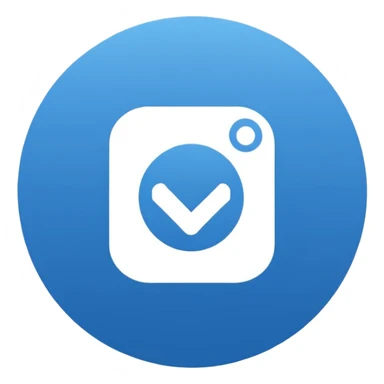 "Símbolo no formato de círculo, fundo sólido na cor azul oficial do Instagram (#0095F6), com um check branco nítido e alinhado no centro. Estilo minimalista, sem sombras, exatamente como o selo de verificação do Instagram." sticker