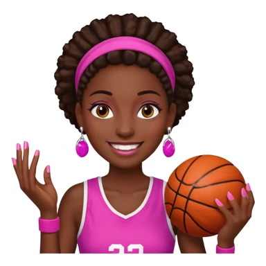 Zesty basketball player with pink nails and earrings sticker