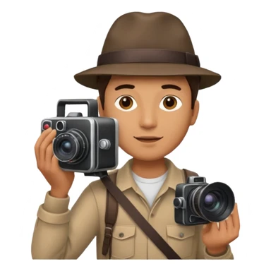 man hold  largefilm Camera ,on his shoulder sticker