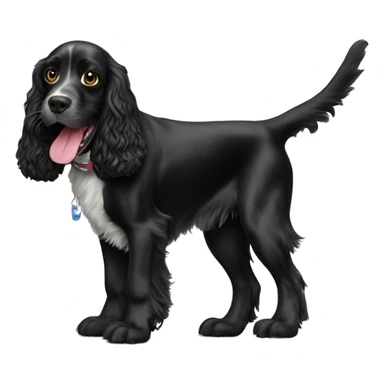 Black Springer spaniel with a shoe in his mouth sticker