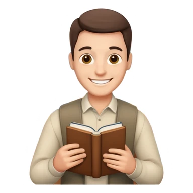 smiling man with book indoors sticker