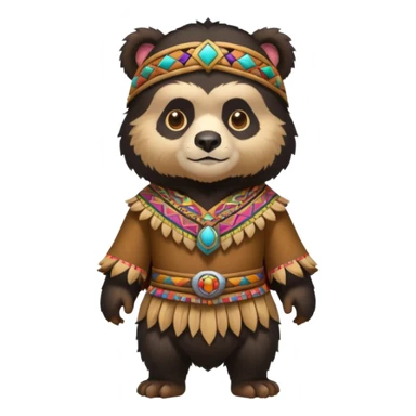 spectacled bear in Inca costume sticker