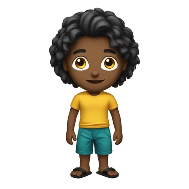 young white man with a long hair, black shirt, coloful shorts and flipflops sticker