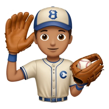 person catching baseball with glove sticker