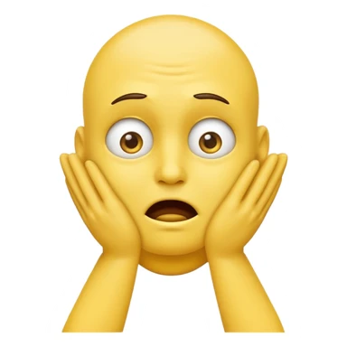 Yellow face emoji strangling itself with 2 arms crossed and hands saround neck and eyes looking up in fear sticker