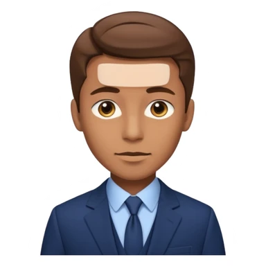 young man with brown hair in a blue navy suit with light brown skin, elongated face, defined sticker