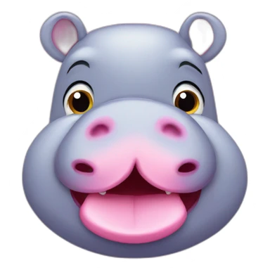 cute pink hippo showing his tongue sticker