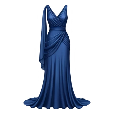 isolated realistic navy blue silk gown, floating isolated sticker