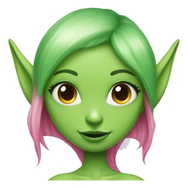 green alien girl with elf ears and pink hair sticker