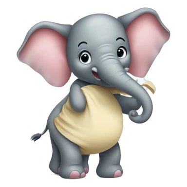 Elefante tierno bebé usando pañales con un cartel que diga “Querubin Bebe”  sticker