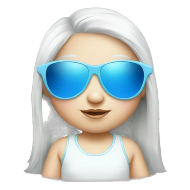 white little baby girl with blue sunglasses sticker