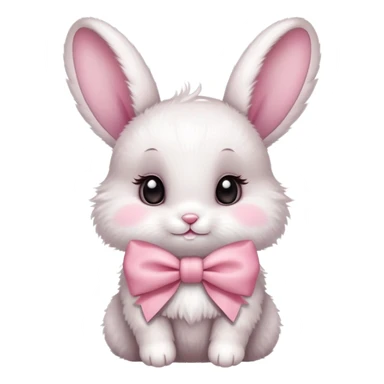 Baby bunny with coquette bow on ear sticker