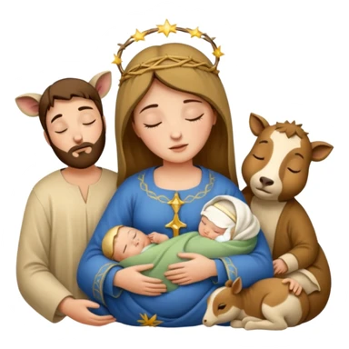 Marie, Joseph, petit bébé Jesus, et les animaux font tous dodo sticker