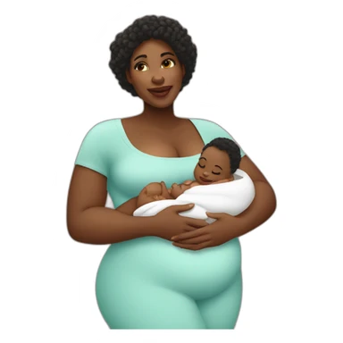 beautiful heavyset Black women holding two babies sticker