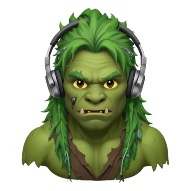long haired ork with headphones sticker