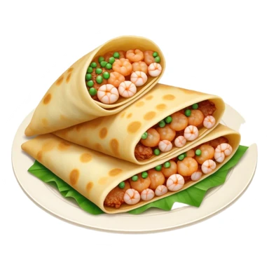 Bánh Xèo Cinematic Realistic Bánh Xèo Dish Emoji, depicted as a crispy, folded semi circle crepe filled with tiny shrimp and pork, rendered with dynamic textures and vibrant, appetizing lighting. sticker