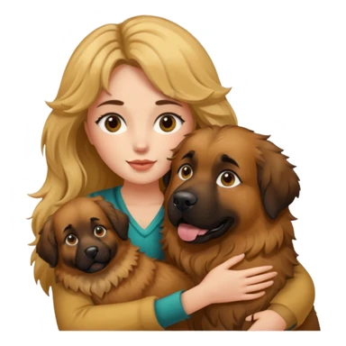 Ludovica che abbraccia il suo cane leone sticker