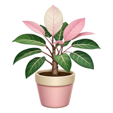 ficus elastica tineke rubber plant in cream plant pot sticker
