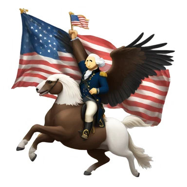George washington riding a bald eagle. sticker