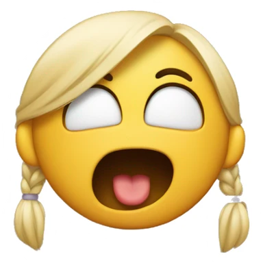 Shy emoji biting its lip with a hand pulling the hair to behind its ear  sticker