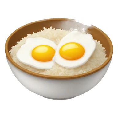a bowl of rice with two eggs and chicken thigh upright sticker