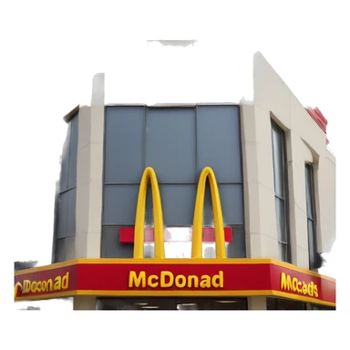 “McDonald’s store with the iconic golden arches, a red and yellow color scheme, and a simple, recognizable design that captures the essence of a fast food restaurant.” sticker