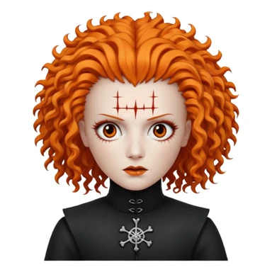 pinhead Hellraiser -  huge curly orange hair sticker