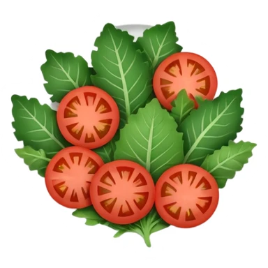 Minimalistic flat vector icon, iOS style, thin black contour on white background. Plate filled with leafy greens and tomato slices. Clean, no text, no shadows sticker