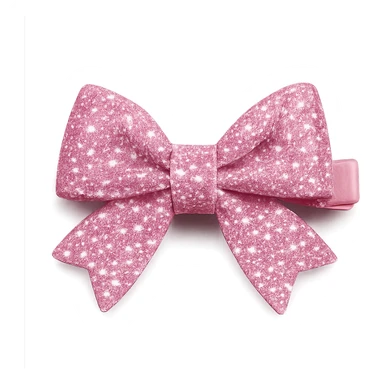girly sparkling pink bow hair clip, no background sticker