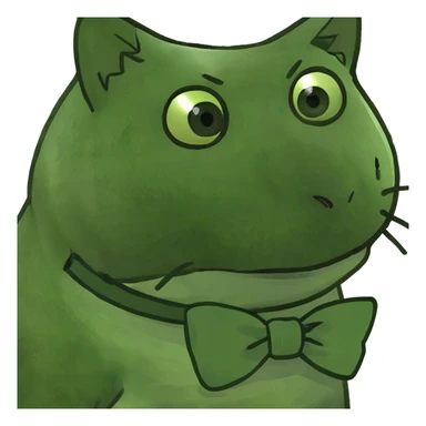 a white cat with a bow sticker