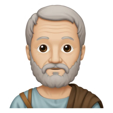 Aristotle as a black outline icon, no fill, hand-drawn look, recognizable philosopher features sticker