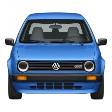 Blue Volkswagen Golf front view sticker