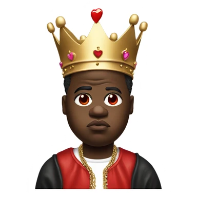 Notorious BIG with hearts on his eyes and a tilted crown on his head sticker