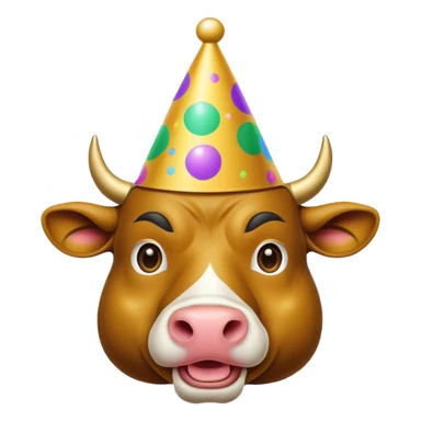 New Year's dressed bull emoji sticker