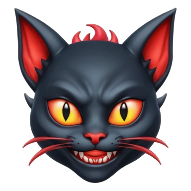 Black devil alien with cat ears smirking sticker
