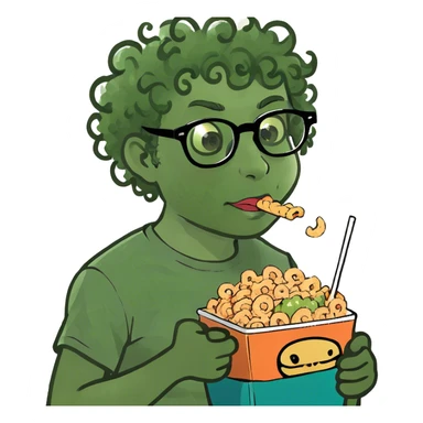 Curly head nerd eating  sticker