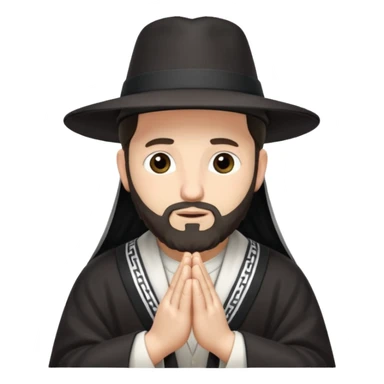 orthodox jewish man, praying, tallit, hat sticker