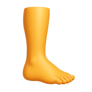 Create a single leg emoji that looks exactly like one of the legs in the reference image, in iOS emoji style. The emoji should have 3D appearance, shiny surface, smooth gradients, soft shadows, and a realistic leg and foot with the classic emoji look. sticker