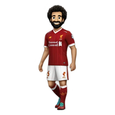 Mohamed Salah wearing Liverpool kit celebrating sticker