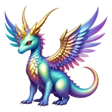 Epic divine legendary complex detailed iridescent gradients aesthetic-Fakémon-creature-scenery sticker