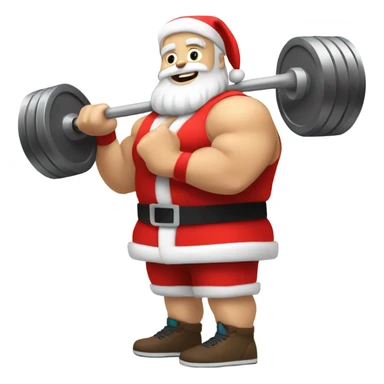 White santa with a dumbbell in hand at the gym sticker