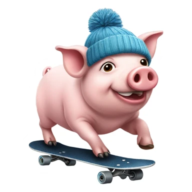 Pig wearing a beanie skating sticker