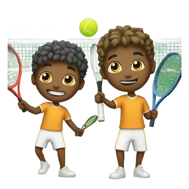 2 Boys playing tennis together  sticker