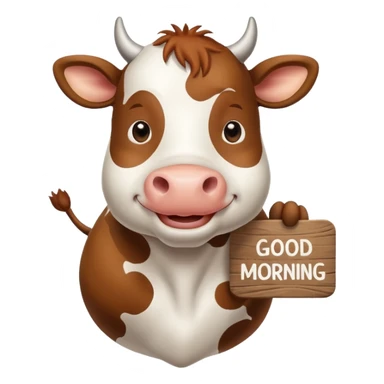 Cow with inspirational good morning sign sticker