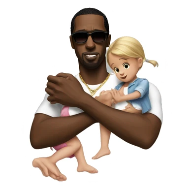 P Diddy holding a little girl in his arms sticker