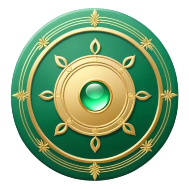 A soft emerald green book front cover with golden details, featuring a Zen circle, a ray of light, or a lotus on the cover, radiating presence, tranquility, and spiritual awakening sticker