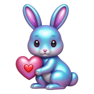 glitter bunny with heart sticker