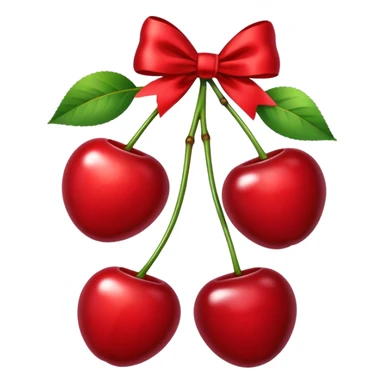 two cherries connected with a bow sticker
