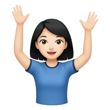 girl with black hair in short sleeves cheering going home sticker